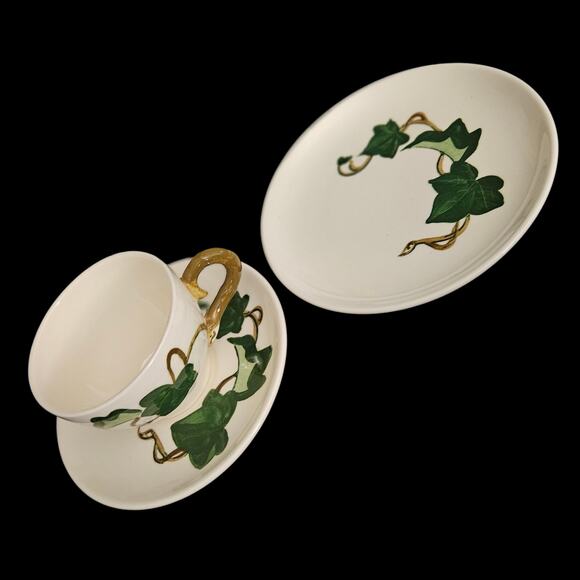 Metlox Poppytrail California Ivy Cup Saucer & Bread Plate Set Hand Painted USA - Picture 1 of 11